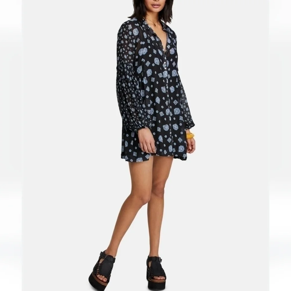 Free People Turn Turn Mini Dress Black Size XS